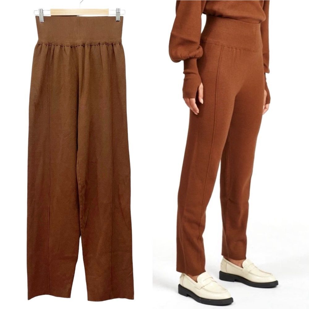 NWT Silk & Salt Luxe Lounge Pants Sweater Knit Pant Chestnut Brown Size XL NEW - Picture 12 of 12